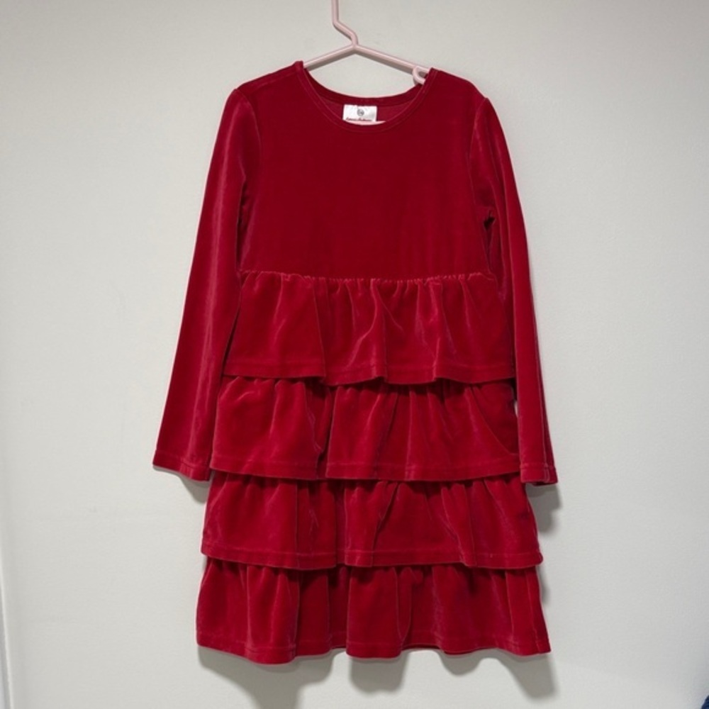 Hannah Anderson Elegant Red Velvet Kids Dress size 130